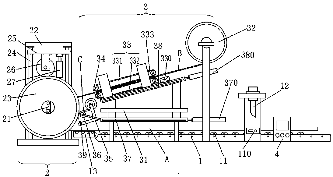 一種橡膠止水帶纏卷打包裝置