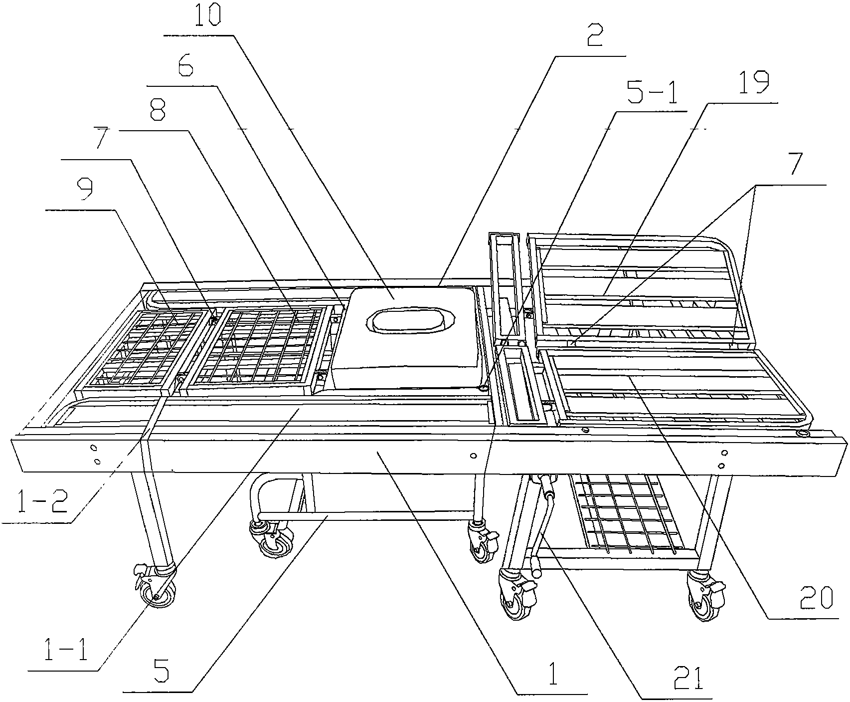 一種帶有輪椅的多功能護理床